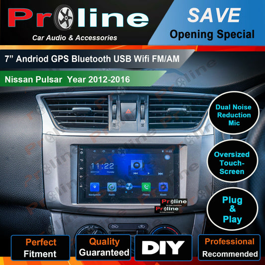 7" screen Nissan Pulsar 12-16 GPS Bluetooth HF Music Stream USB Accessories, Nissan Pulsar 12-16  head unit upgrade, Nissan Pulsar 12-16 head unit replacement Nissan Pulsar 12-16 unit upgrade, Nissan Pulsar 12-16  stereo upgrade suit both manual and digital air condition control, provides installation. Upgrade to the Lastest Wireless Apple Carplay Android Auto