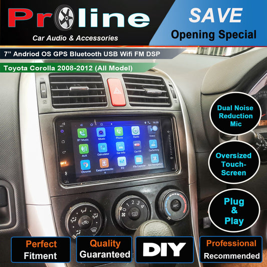 Fit Toyota Corolla 08-12 GPS Bluetooth USB Apple Carplay Android auto 7" Screen, Toyota Corolla 08-12 head unit upgrade for Toyota Corolla 08-12 head unit replacement for Toyota Corolla 08-12 upgrade, for Toyota Corolla 08-12 stereo upgrade suit both manual and digital air condition control, provides installation. Upgrade to the Lastest Wireless Apple Carplay Android Auto