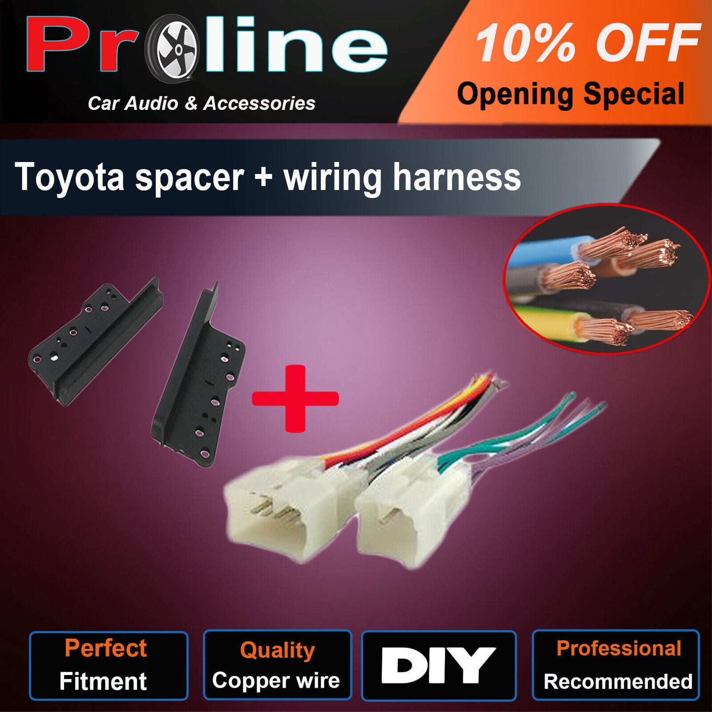 Toyota WIRING HARNESS stereo lead wire loom connector adaptor male plug