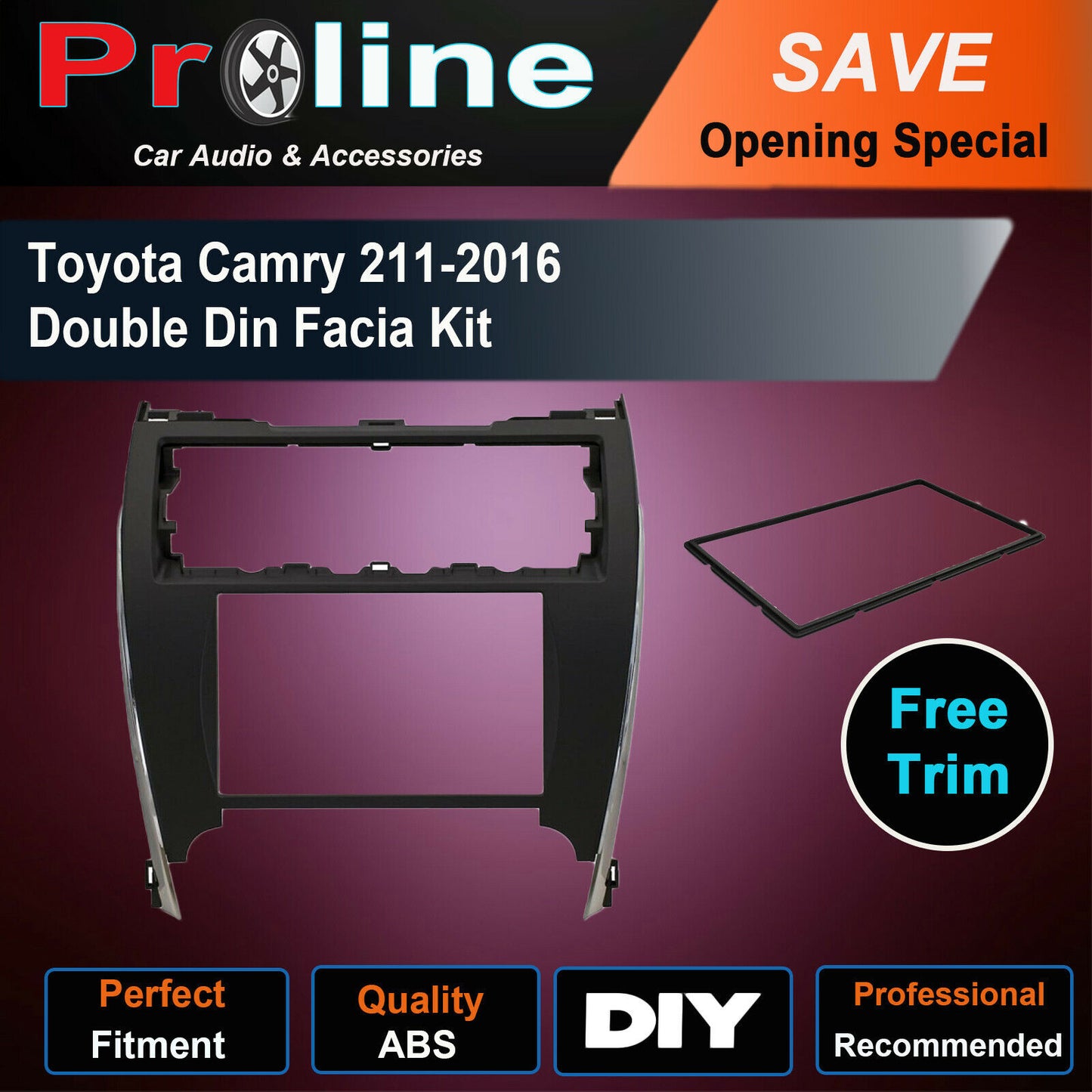 Fit Toyota Camry 11-16 stereo radio Double Din fascia dash facia kit trim