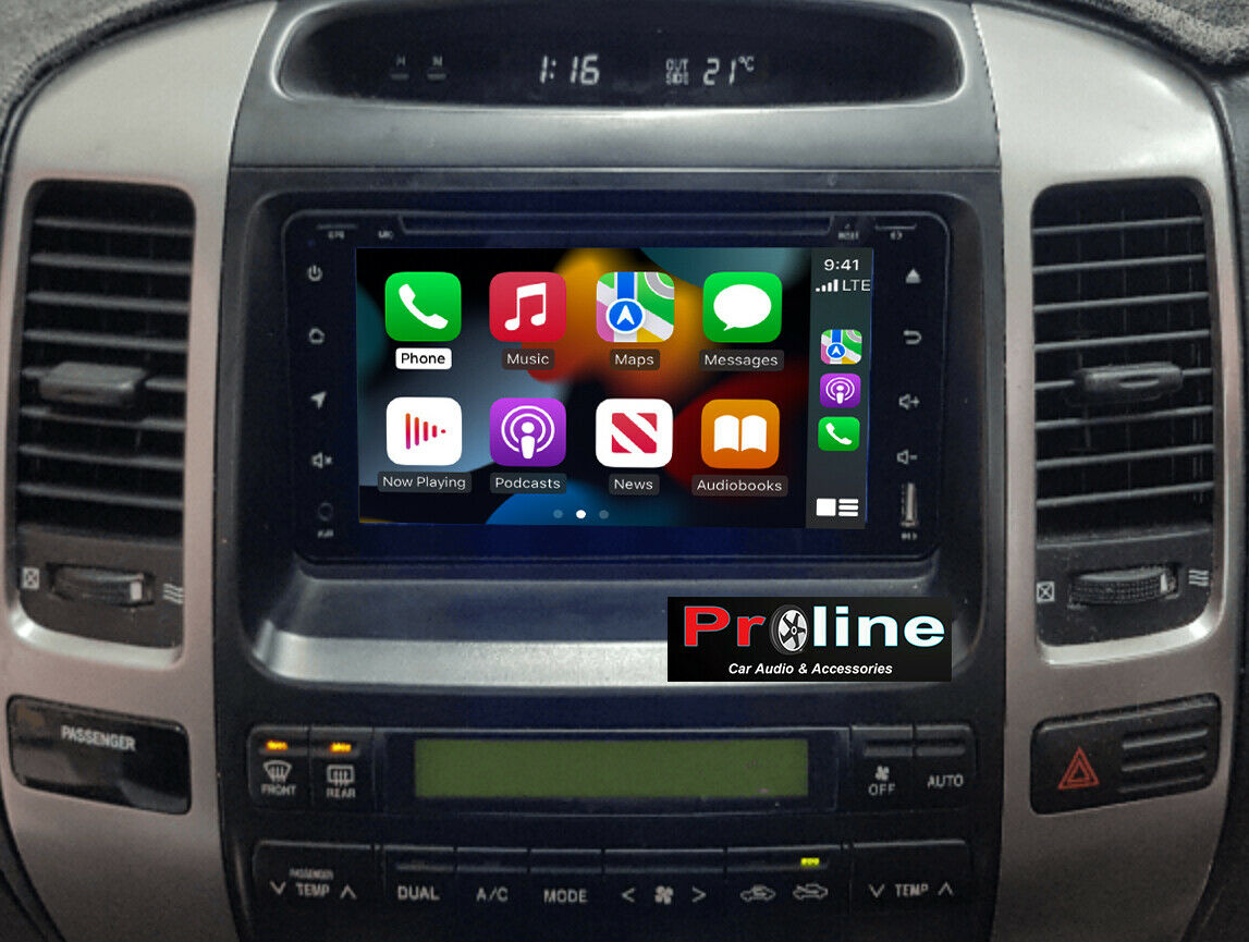 Fit Toyota Prado 120 Series GPS Bluetooth USB Apple Carplay android auto Stereo, for Toyota Prado 120 head unit upgrade for Toyota Prado 120 head unit replacement for Toyota Prado 120 unit upgrade, for Toyota Prado 120 stereo upgrade suit both manual and digital air condition control, provides installation. Upgrade to the Lastest Wireless Apple Carplay Android Auto
