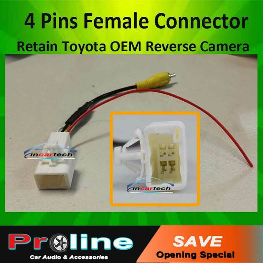 4 Pins Female Connector  Retain Toyota OEM Reverse Camera