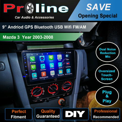GPS Bluetooth Music Stream Fit Mazda 3 03-08 USB BT Stereo Radio SatNav Bose, for Mazda 3 03-08 head unit upgrade for Mazda 3 03-08 head unit replacement for Mazda 3 03-08 unit upgrade, for Mazda 3 03-08 stereo upgrade suit both manual and digital air condition control, provides installation. Upgrade to the Lastest Wireless Apple Carplay Android Auto