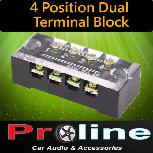 15A 4 Positions Double Rows Covered Barrier Screw Terminal Block Strip Wire au