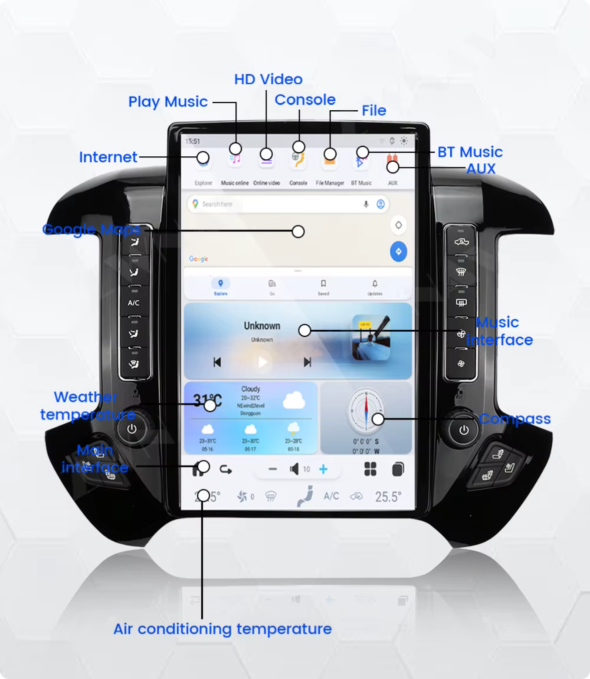 Chevrolet Silverado 2014-2019 14.4" GPS Bluetooth Apple CarPlay Android Auto Stereo Screen