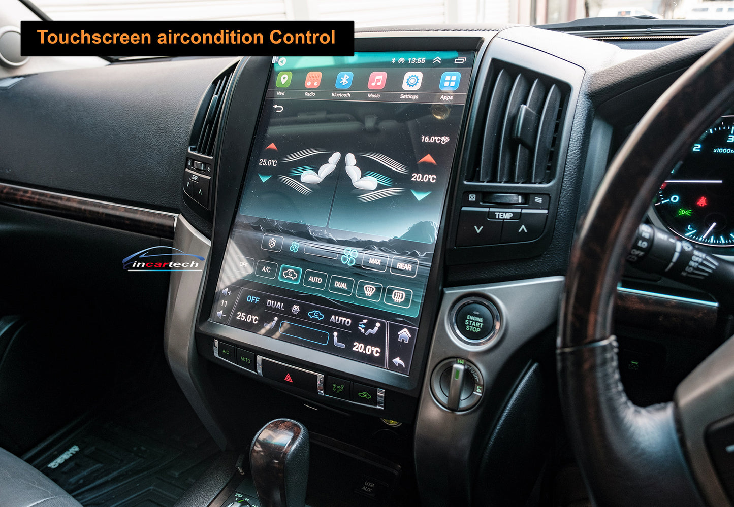 Toyota Landcruiser Sahara 07-15 LC200 15.6" Vertical Screen GPS Wireless Apple CarPlay Android Auto Stereo