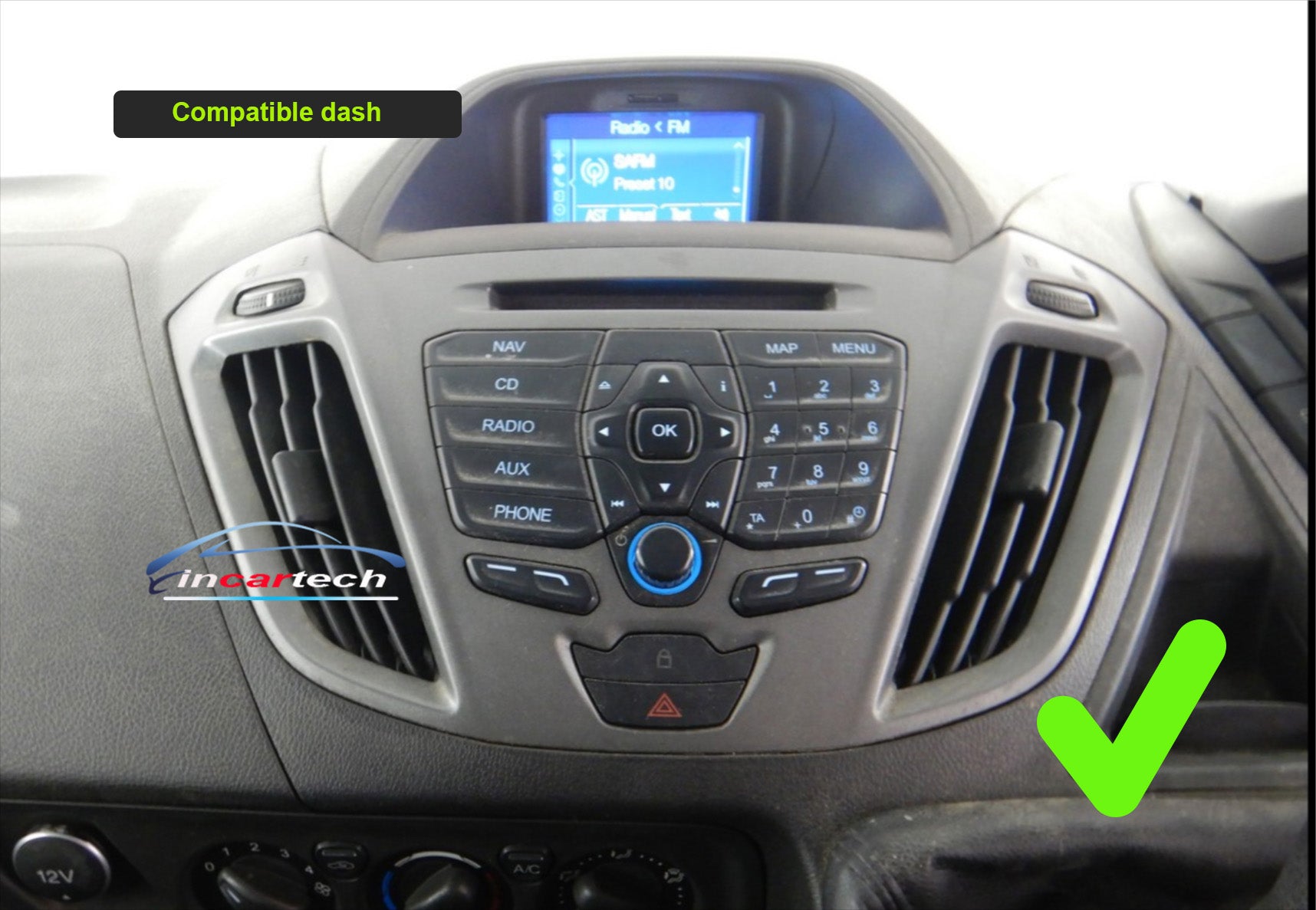 Ford Transit 13-17 Custom stereo facia suit both 9 inch android and 7 inch Double din 2 din fascia frame