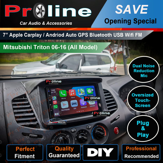 Mitsubishi Triton 2006-2016 7" GPS Satnav Bluetooth Stereo Wireless Apple Carplay Android Auto