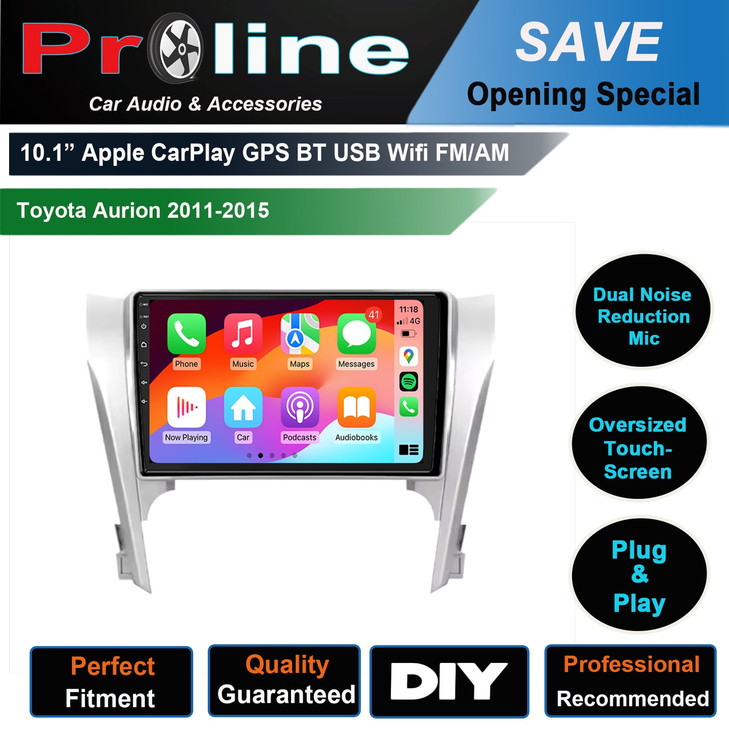 Toyota Aurion 2012-2015 GPS Stereo Touchscreen Wireless carplay Android Auto