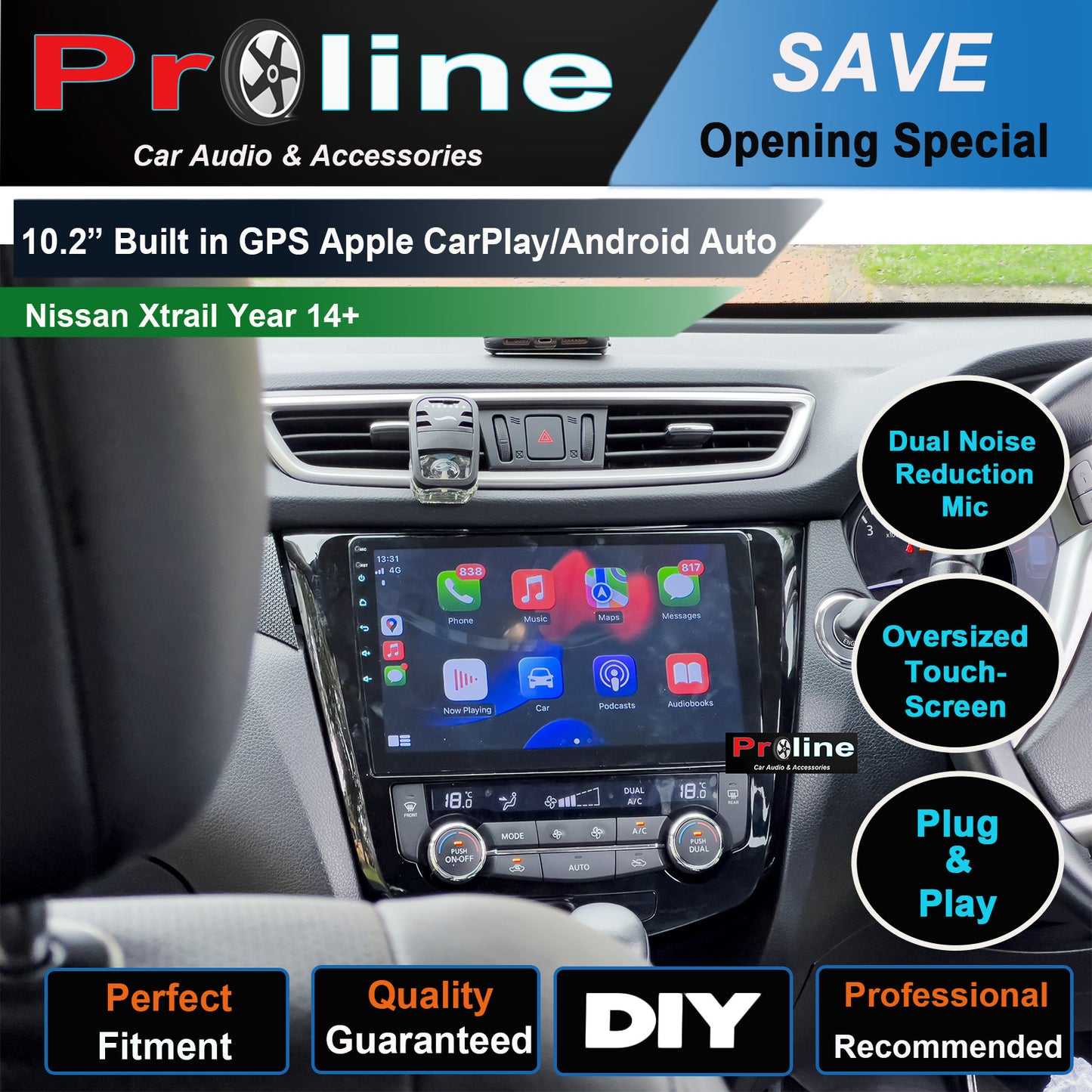 Nissan Xtrail 2014-2020 T32 10" Screen GPS Apple Carplay Android Auto Heaudnit Radio