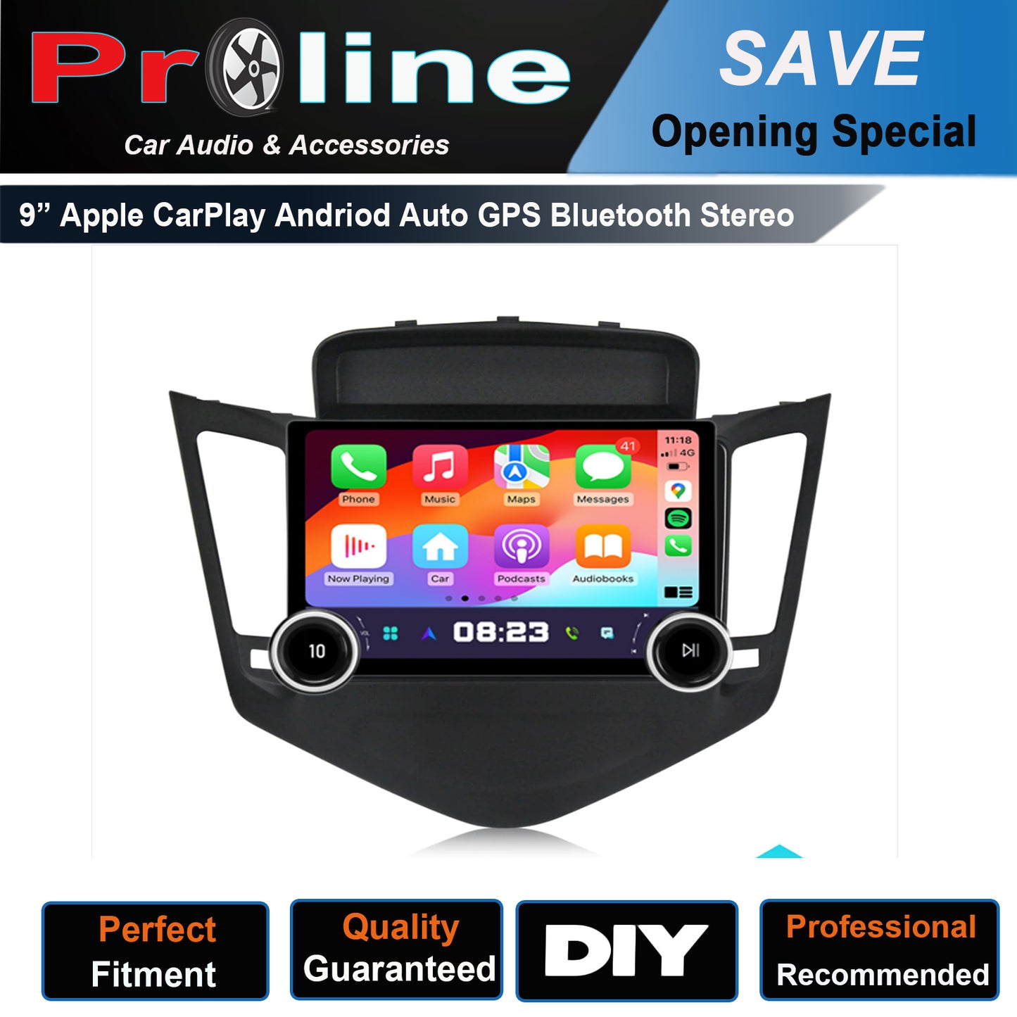 Holden Cruze 2009-2016 GPS 9" Dual Knob touchscreen Wireless CarPlay Android Auto stereo