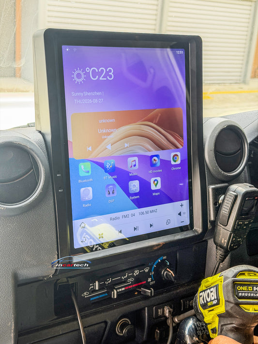 Toyota Landcruiser LC 70 76 78 79 Series 12.7" Tesla style GPS Infotainment Wireless CarPlay Android Auto