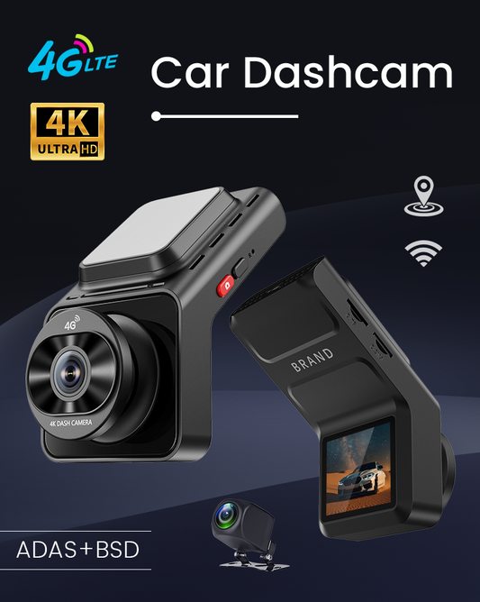 K26 4G Mini Dash Cam – 4K Front & 1080P Rear with ADAS & Remote Monitoring