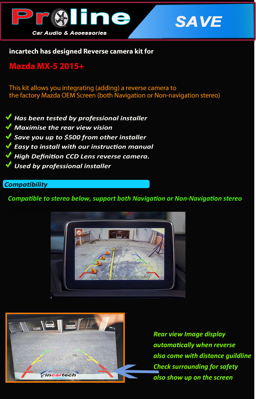 Mazda MX-5 MX5 Add Reverse camera kit integration to factory screen