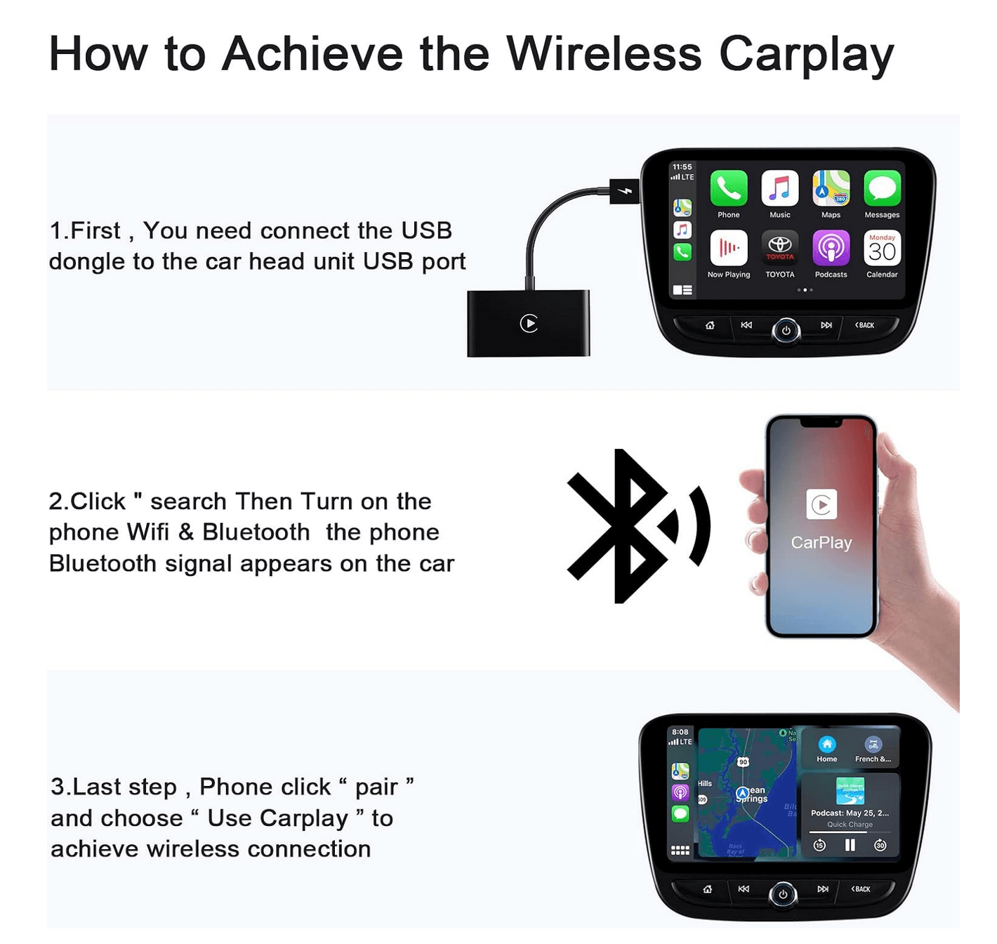 Mercedes Benz C class W205 2018+ ProLine Wired to Wireless CarPlay Android Auto Adaptor Decorder