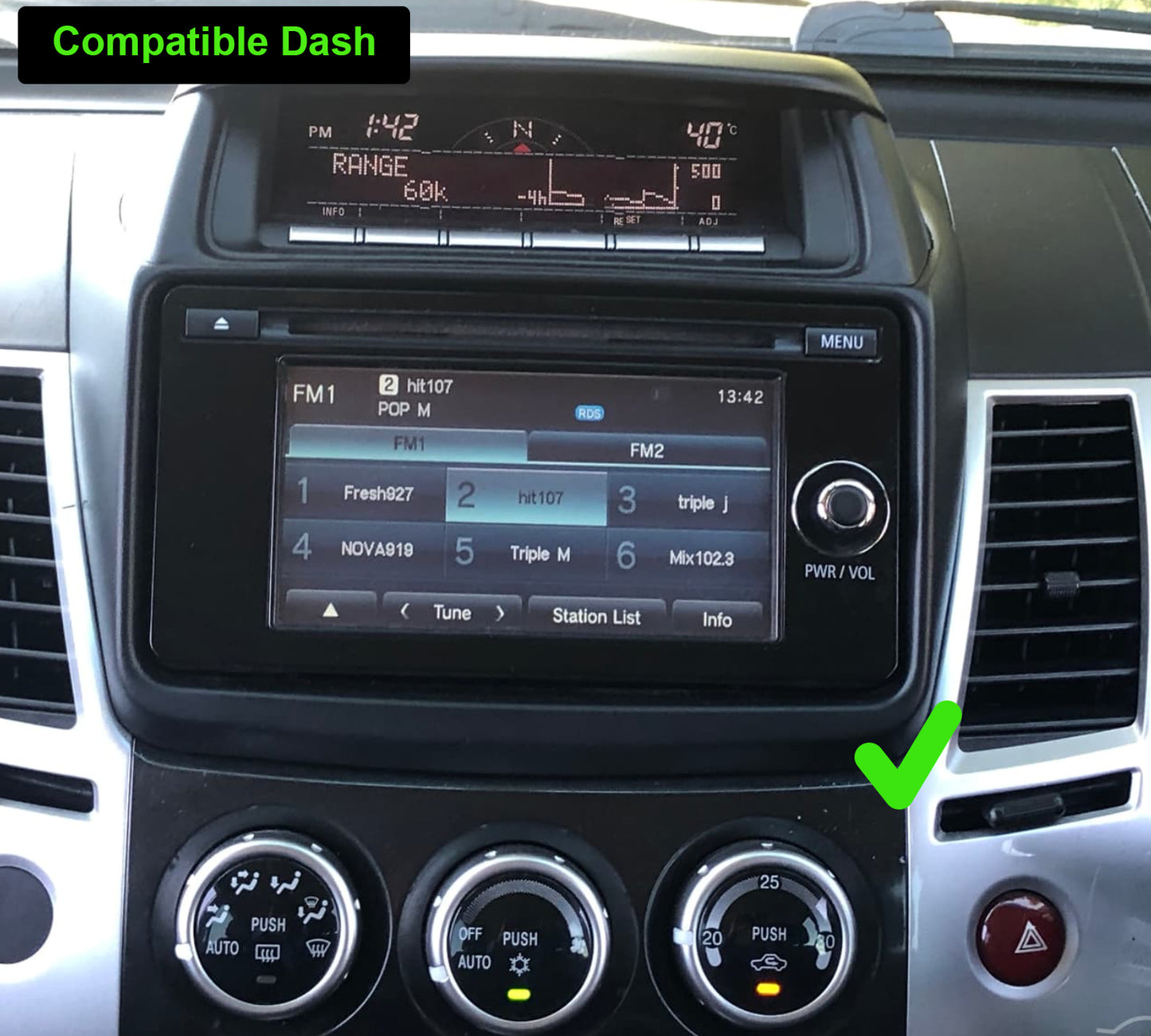 Mitsubishi Challenger 2013-2015 PB GPS Bluetooth Stereo Wireless Apple CarPlay Android Auto