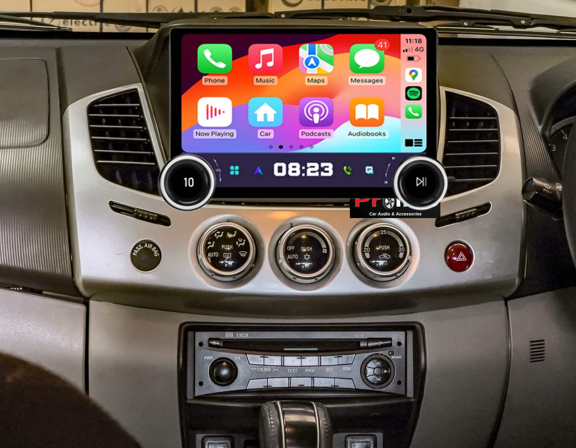 Mitsubishi Challenger 2009-2013 PA 10.1" GPS Bluetooth Stereo Wireless Apple CarPlay Android Auto, double knob control