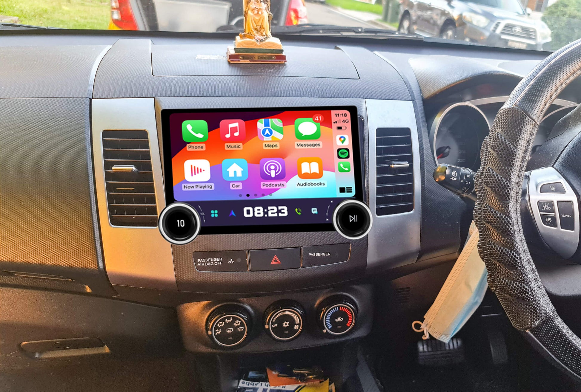 Mitsubishi Outlander 2006-2013 GPS Bluetooth Stereo Wireless Apple CarPlay Android Auto, double knob control