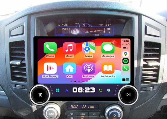 Mitsubishi Pajero 2006-2019 GPS Bluetooth Stereo Wireless Apple CarPlay Android Auto Headunit, double knob control
