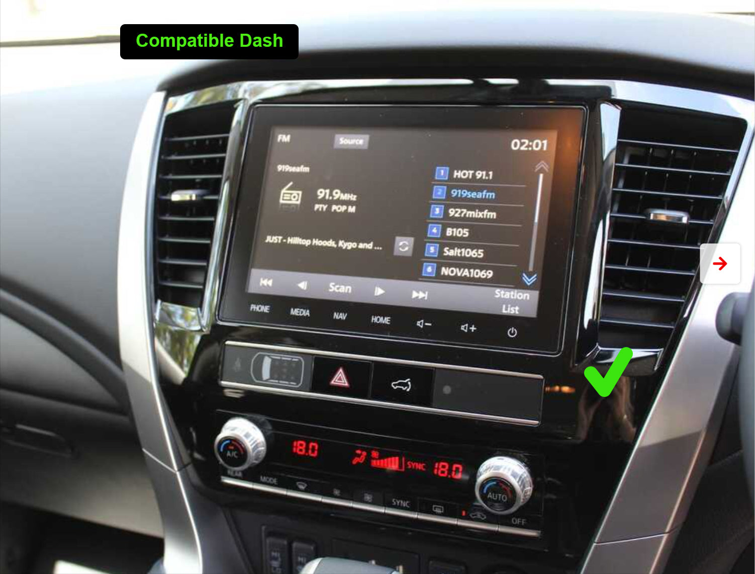 Mitsubishi Pajero Sport 2019-2025 GPS Bluetooth Stereo Wireless Apple CarPlay Android Auto Headunit