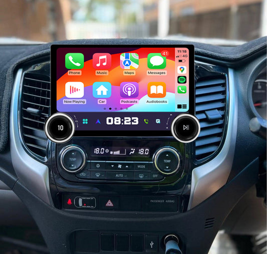 Mitsubishi Triton 2014-2025 GPS Stereo Accessories Wireless Apple CarPlay Android Headunit, Dual Knob Control