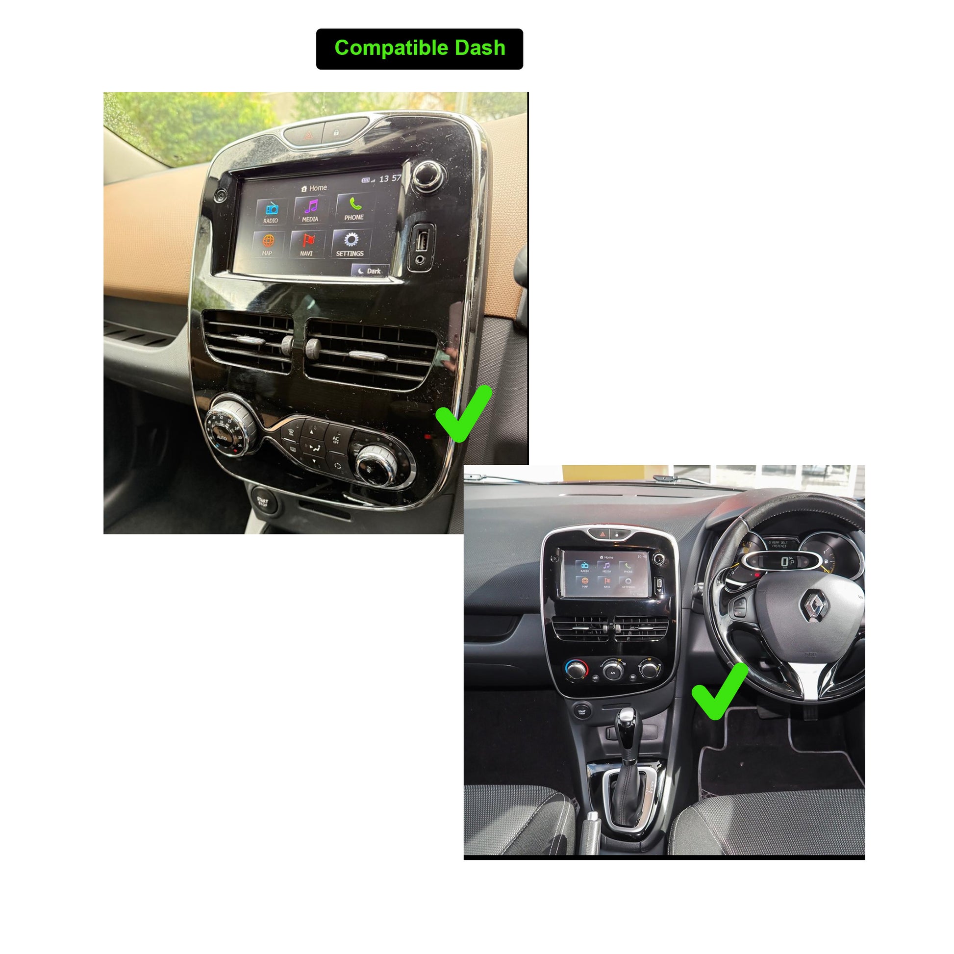 Renault Clio 2011+ stereo facia 10 inch android  Double din 2 din fascia frame surround