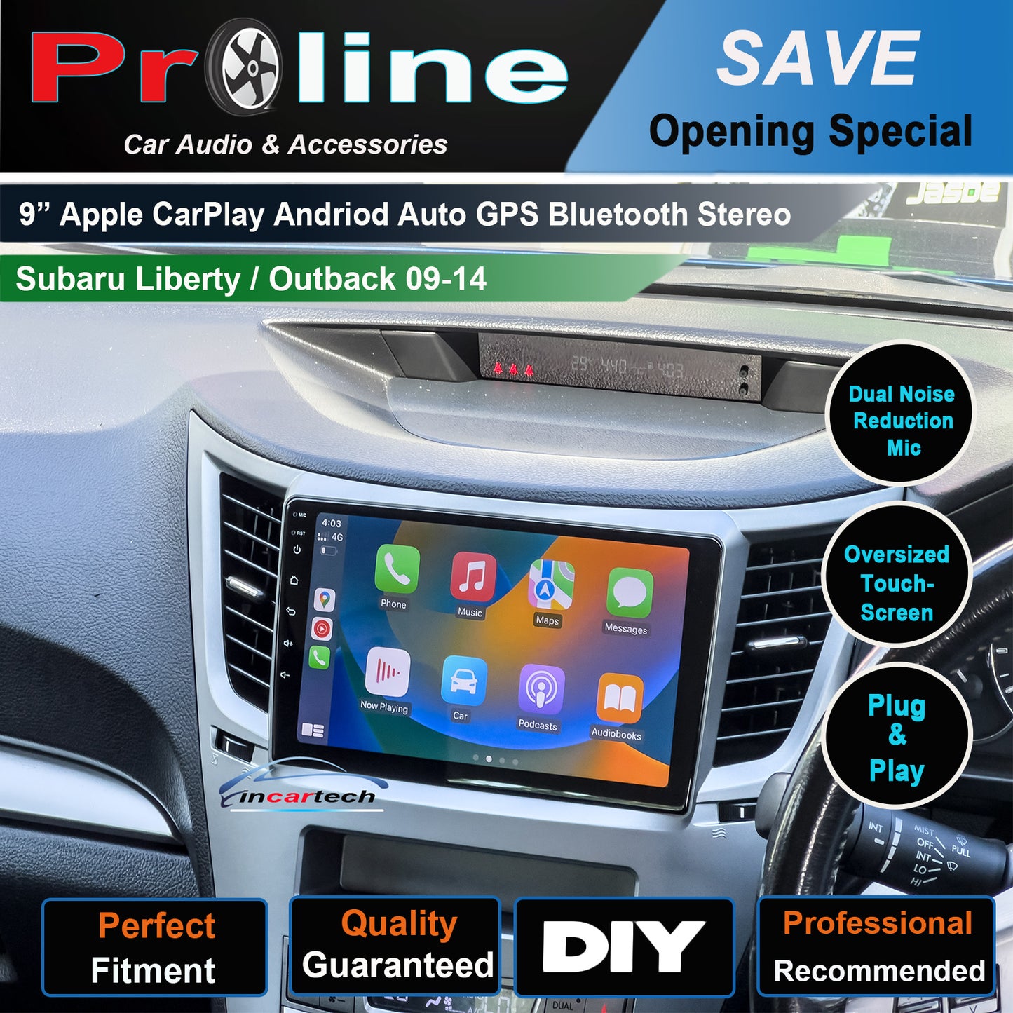 Subaru Outback 2009-2014 BM BR 9“ GPS Bluetooth Wireless Apple CarPlay Android Auto Stereo