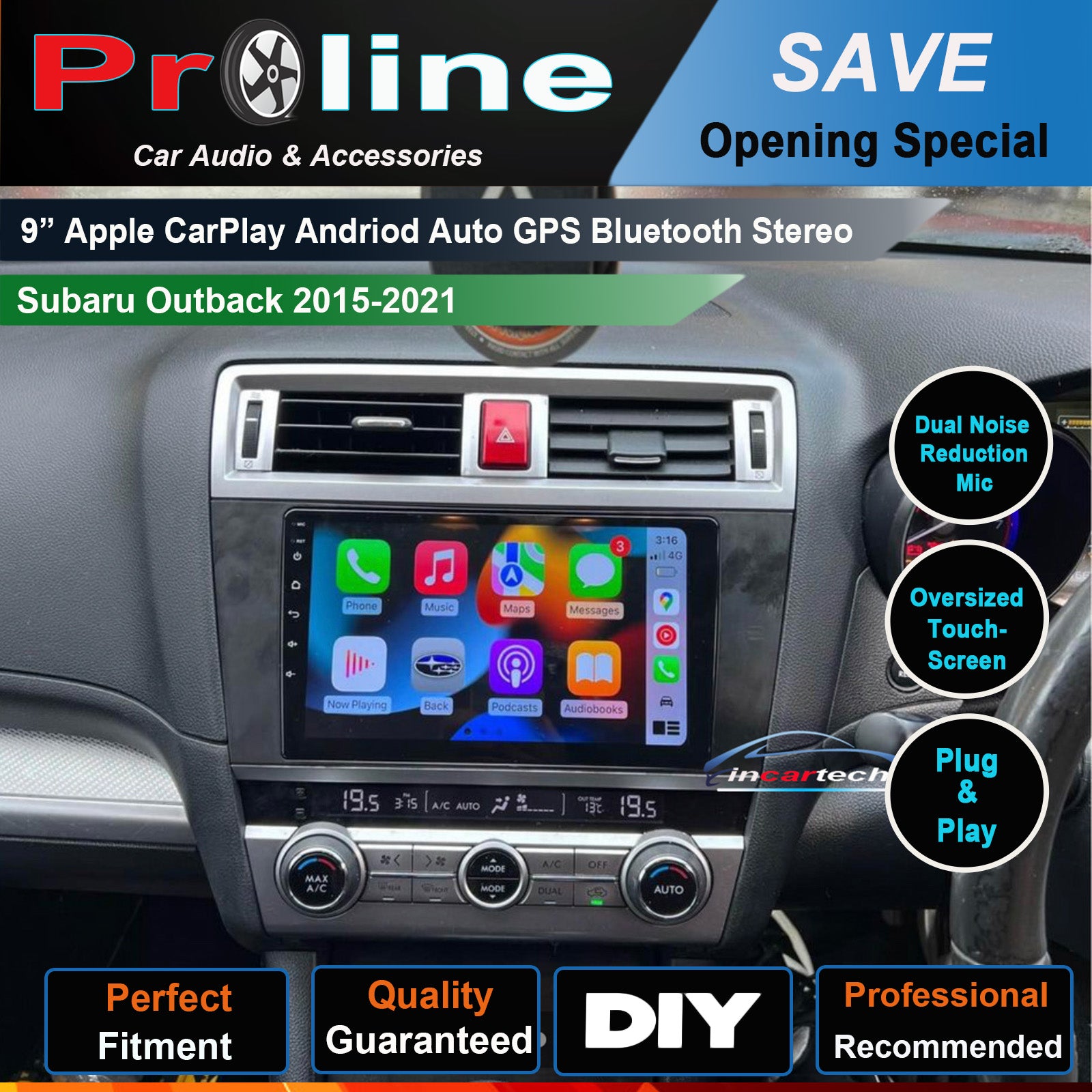 Subaru Outback 2015-2020 9“ GPS Bluetooth Wireless Apple CarPlay Android Auto Stereo