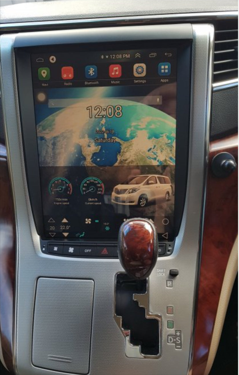 Toyota Alphard 2008-2014 20 Series 12.1" GPS Wireless Apple CarPlay Android Auto Stereo Radio Tesla Style