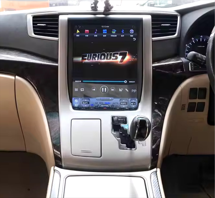 Toyota Alphard 2008-2014 20 Series 12.1" GPS Wireless Apple CarPlay Android Auto Stereo Radio Tesla Style