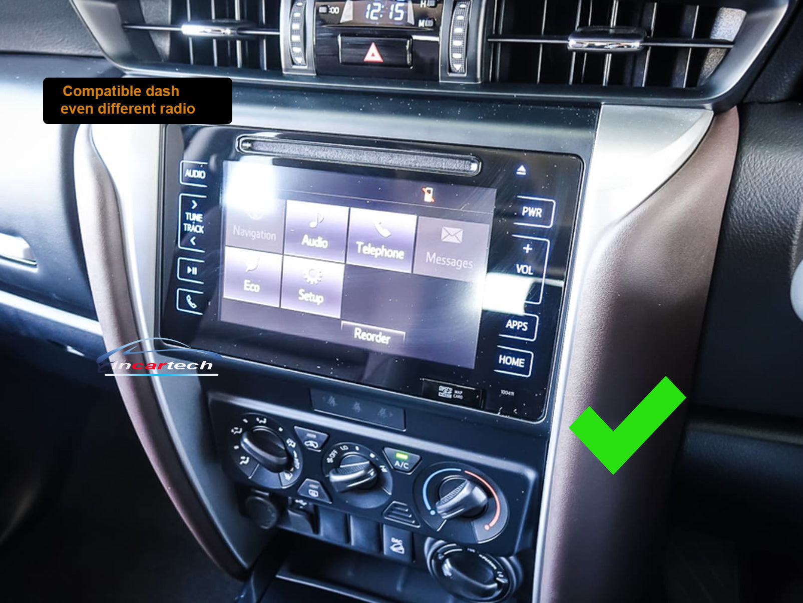 Toyota Fortuner 2015-2024 12.3" GPS Wireless Apple CarPlay Android Auto Stereo headunit