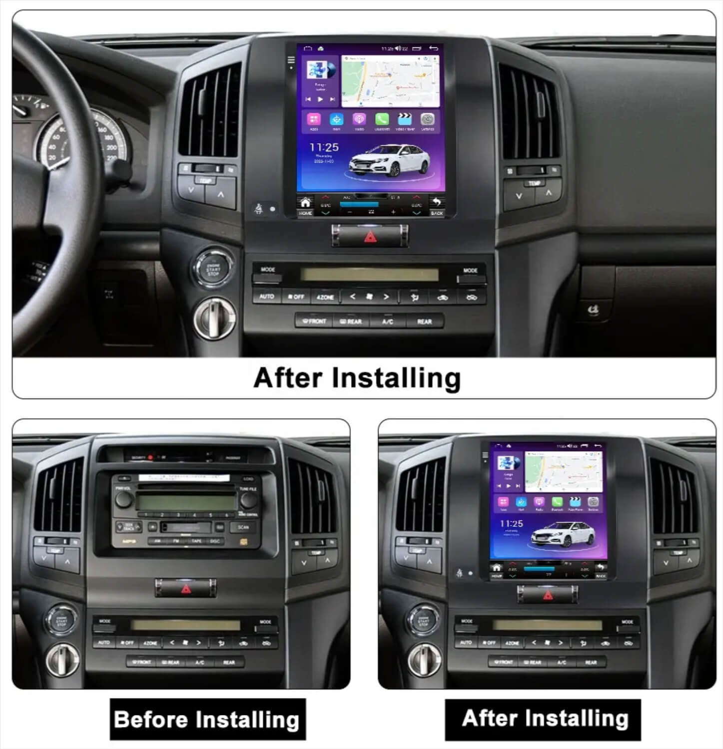 Toyota Landcruiser 2007-2015 LC200 9.7" Vertical Screen GPS Wireless Apple CarPlay Android Auto Stereo Radio Tesla style