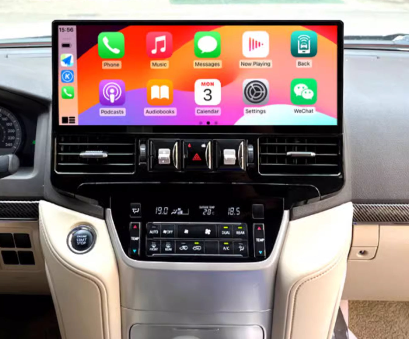 Toyota Landcruiser LC200 15-24 14.3" Horizontal Screen Wireless Apple CarPlay Android Auto Stereo Upgrade