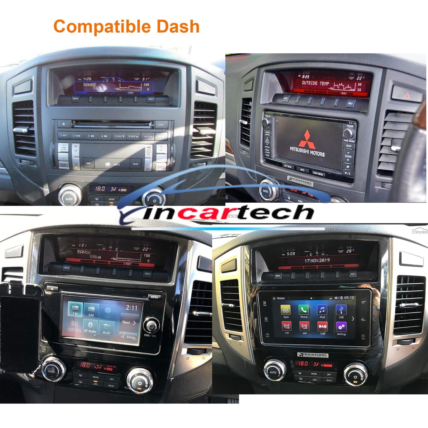 Mitsubishi Pajero 2006-2019 13.3" Tesla Style GPS Bluetooth Stereo Wireless Apple CarPlay Android Auto Headunit