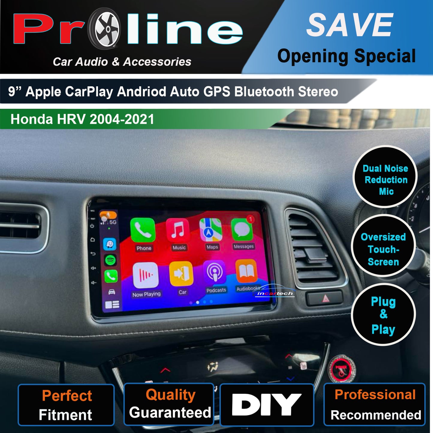 Honda HRV 2014-2021 Wireless apple Carplay Android Auto GPS Radio Stereo satnav