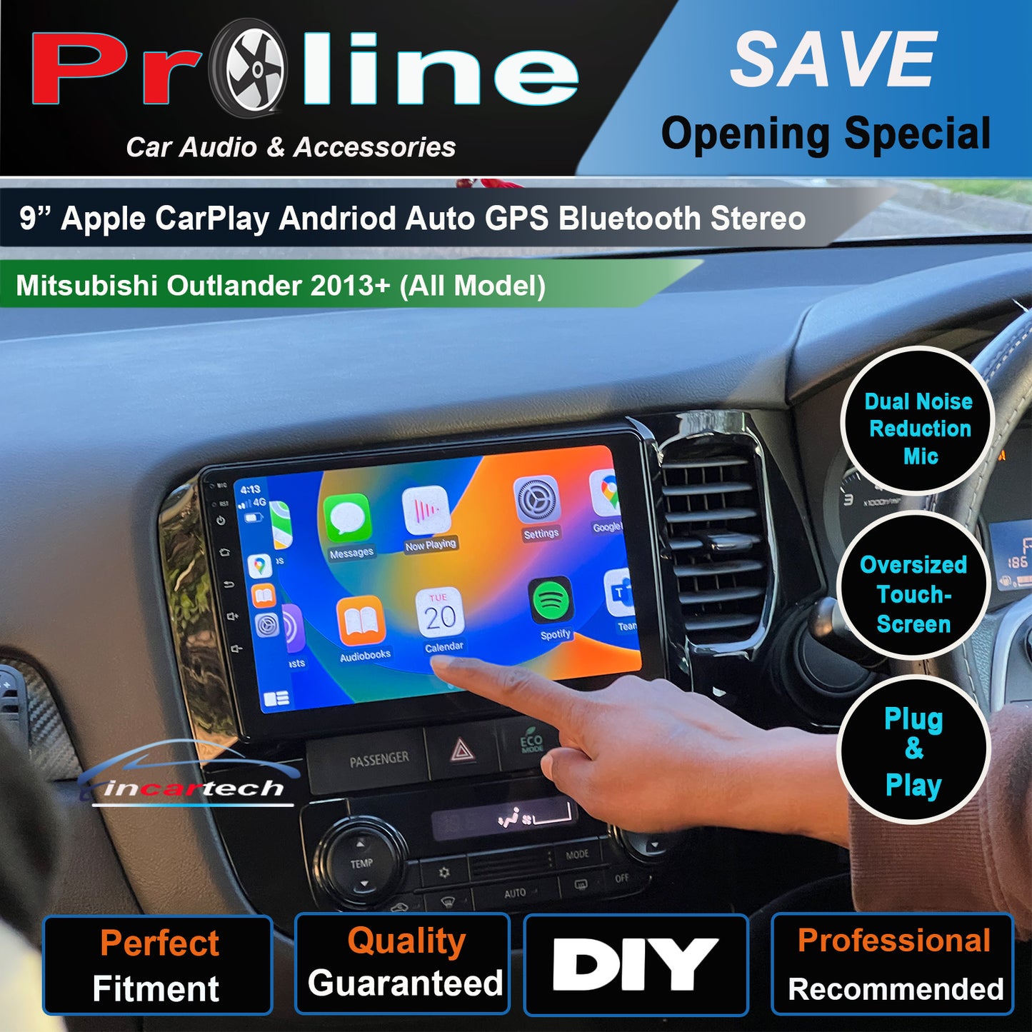 Mitsubishi Outlander 2013-2020 GPS Bluetooth Stereo Wireless Apple Carplay Android Auto Headunit