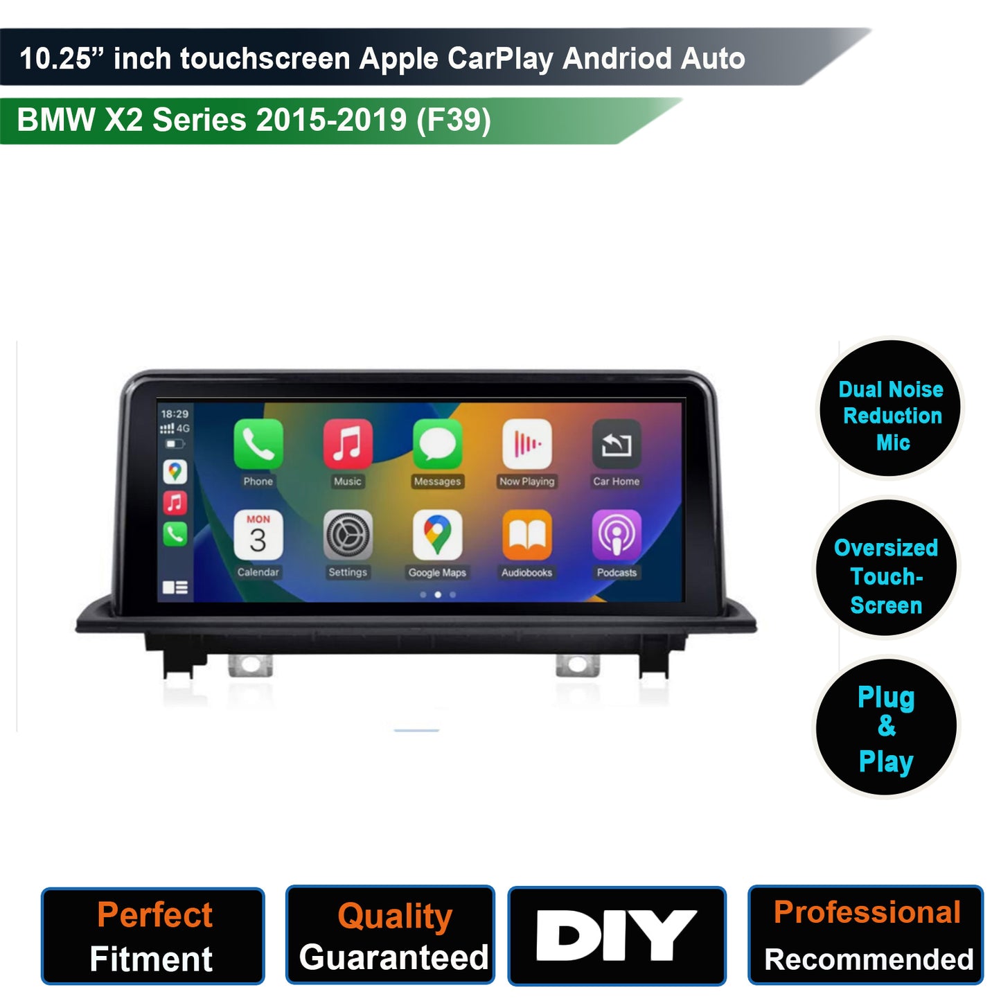 BMW x2 2015-2019 (F39) 10.25 inch touchscreen upgrade stereo wireless Carplay Android auto