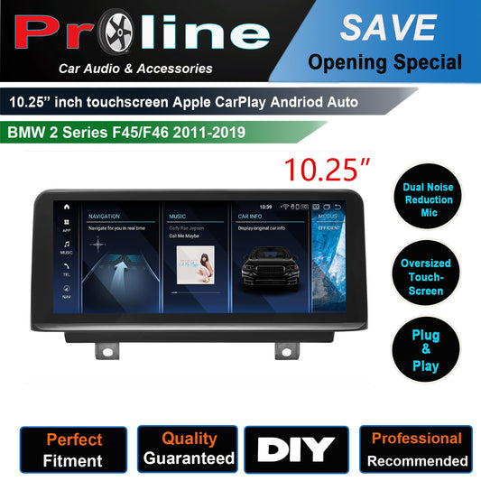 10.25 inch touchscreen BMW 2 Series F45 F46 2012-2017 aftermarket screen upgrade Car stereo wireless Carplay and wireless android auto