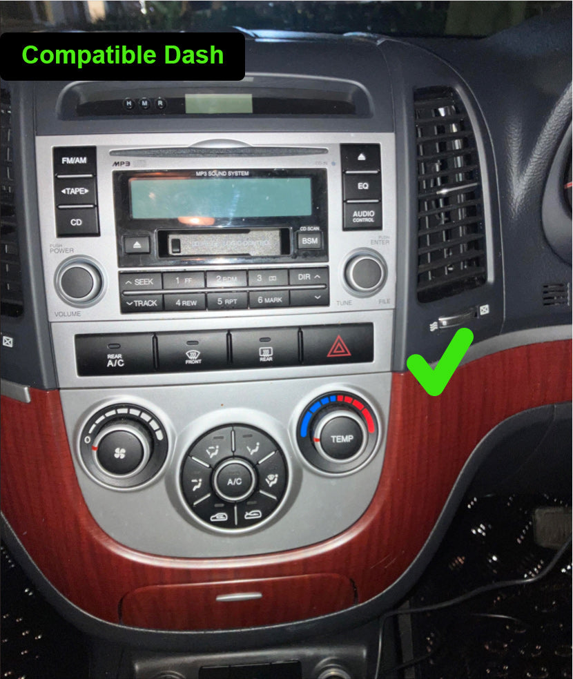 Hyundai Santa Fe 2008-2012 GPS BT wireless Apple CarPlay Android Auto Stereo 9"