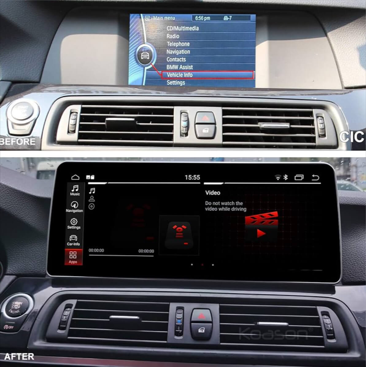 12.3 inch touchscreen BMW 5 Series 11-17 (F10 F11) aftermarket screen upgrade Car stereo wireless Carplay and wireless android auto