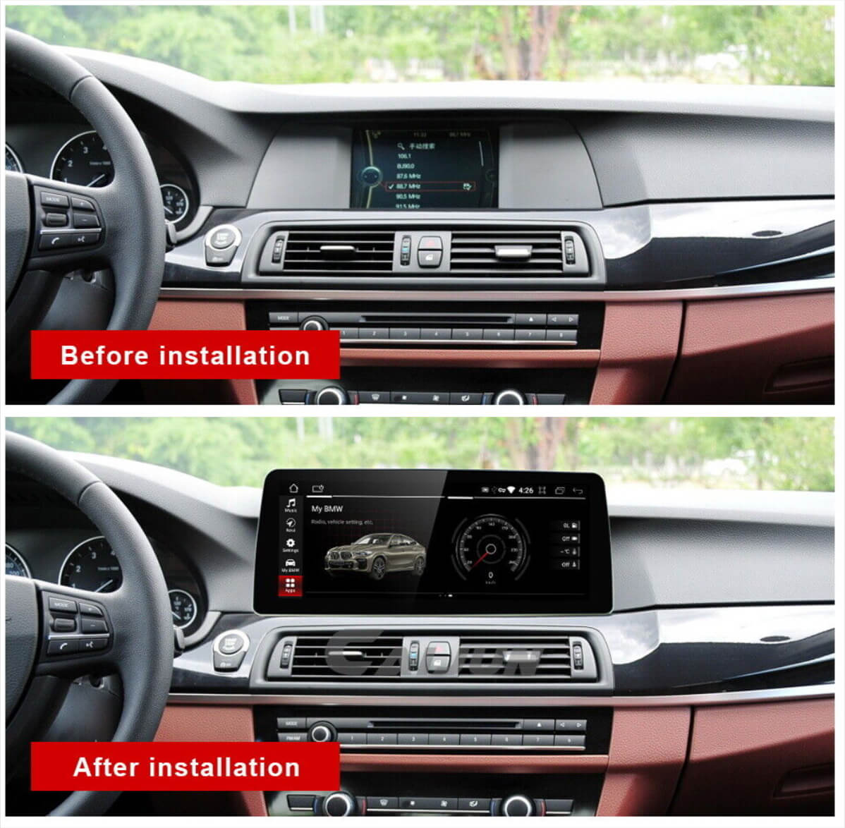 BMW 5/M5 Series 11-17 (F10 F11) Touchscreen screen upgrade stereo wireless Carplay android auto