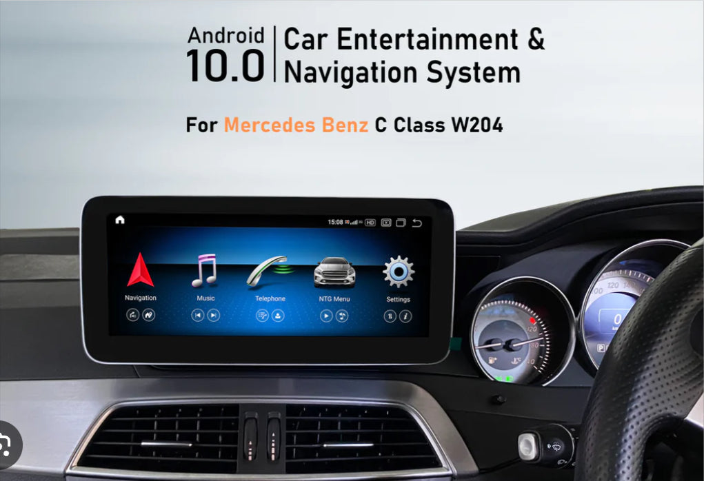 Mercedes Benz C-Class W204 2012-2014 10.25 inch touchscreen aftermarket screen upgrade Car stereo wireless Carplay and wireless android auto