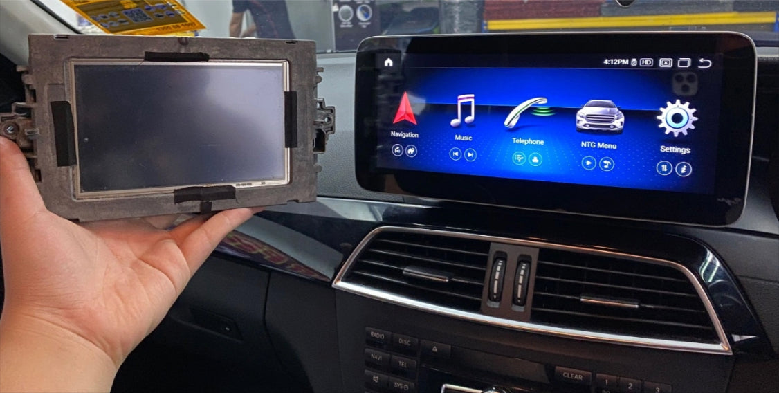 Mercedes Benz C-Class W204 2012-2014 10.25 inch touchscreen aftermarket screen upgrade Car stereo wireless Carplay and wireless android auto