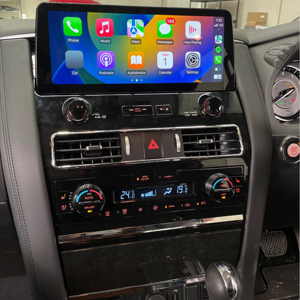 Nissan Patrol Y62 2010-2024 Black Panel 12.3 inch touchscreen upgrade Car stereo wireless Carplay android auto