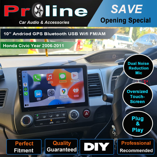 Honda Civic 2006-2011 10" Touchscreen GPS Apple Carplay android Auto Stereo Raido