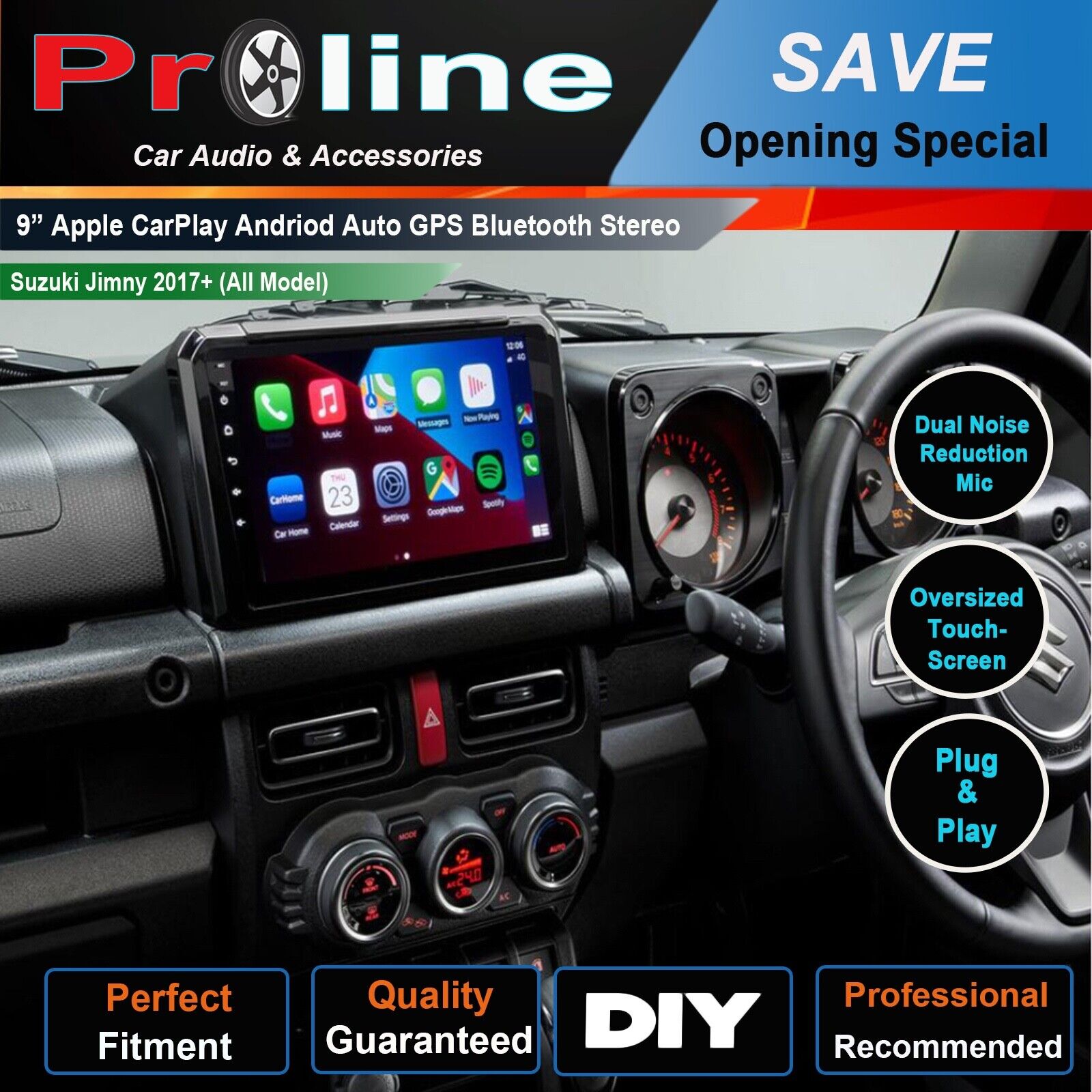 9 Suzuki Jimmy 2017+ Wireless Apple Carplay Android Auto GPS SatNav Radio Stereo, Radio stereo GPS Camera for Fit 9 Suzuki Jimmy 2017+  head unit upgrade for Fit 9 Suzuki Jimmy 2017+, Fit 9 Suzuki Jimmy 2017+ head unit replacement for Fit Suzuki Jimmy 05-16 head unit upgrade, for Fit 9 Suzuki Jimmy 2017+ stereo upgrade suit both manual and digital air condition control, provides installation. Upgrade to the Lastest Wireless Apple CarPlay Android Auto. 