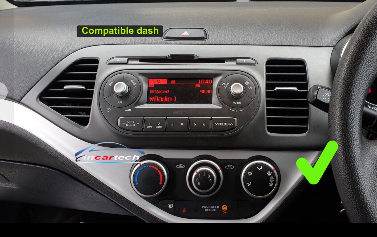 Kia Picanto 2011-2017 Wireless Apple CarPlay Android auto GPS Stereo R ...