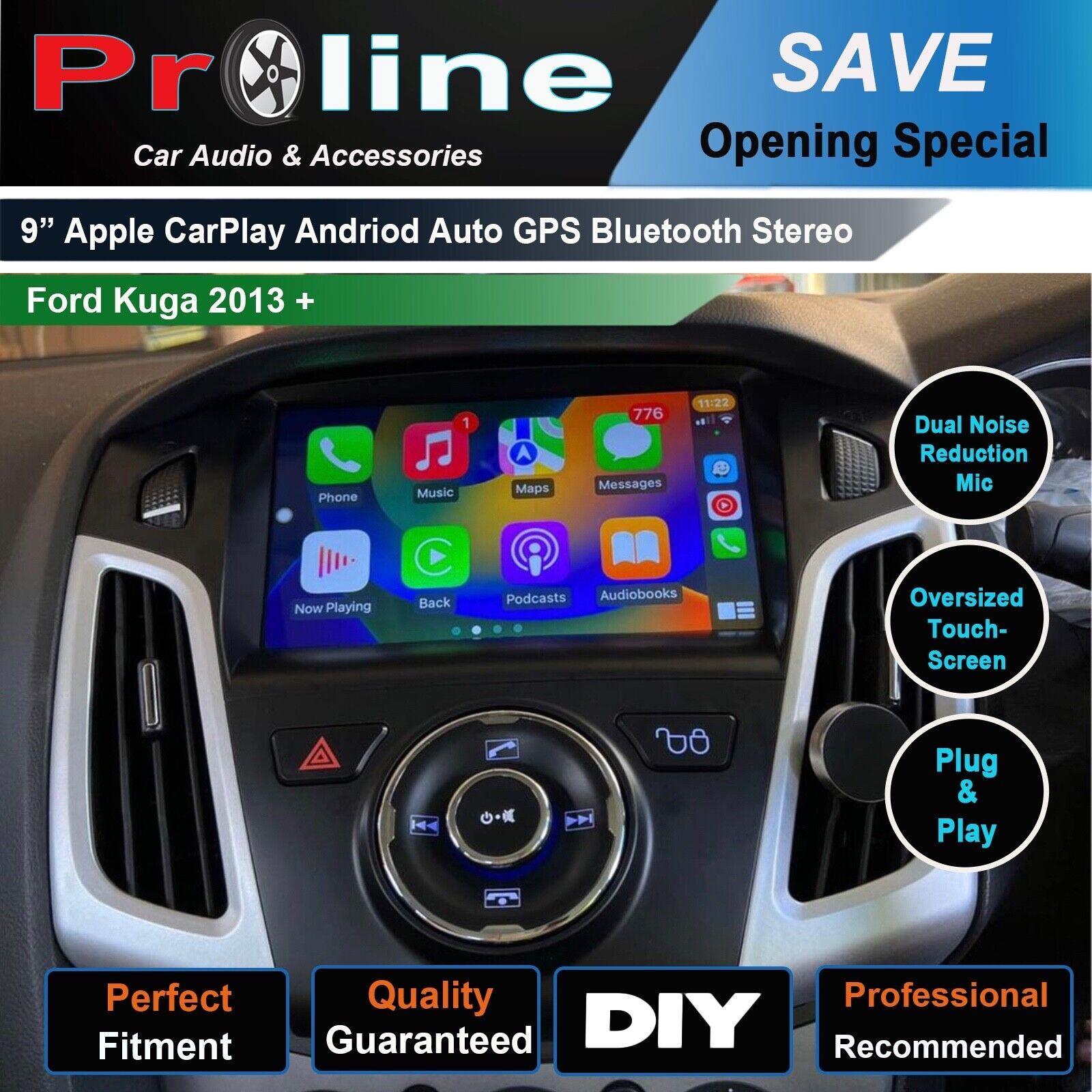 Wireless Apple CarPlay Android Auto Ford Kuga 13+ Radio stereo GPS Camera 9", Ford Kuga 13+ head unit replacement for Ford Kuga 13+, Ford Kuga 13+ head unit upgrade, for Ford Kuga 13+ stereo upgrade suit both manual and digital air condition control, provides installation. Upgrade to the lastest Wireless Apple CarPlay Android Auto