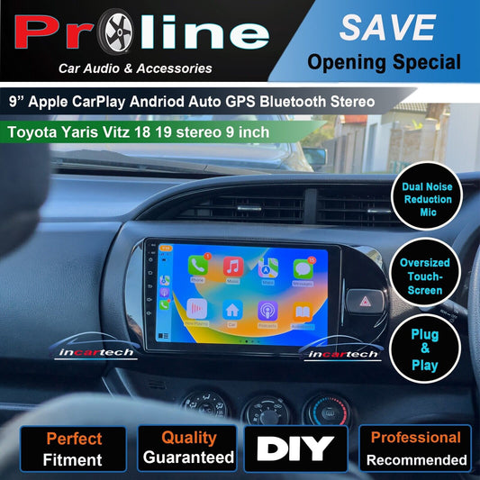 Fit Toyota Yaris Vitz 18 19 stereo wireless apple CarPlay android auto 9 inch, Toyota Yaris Vitz 18 19 head unit replacement for Toyota Yaris Vitz 18 19, Toyota Yaris Vitz 18 19 head unit upgrade, for Toyota Yaris Vitz 18 19 stereo upgrade suit both manual and digital air condition control, provides installation. Upgrade to the lastest Wireless Apple CarPlay Android Auto