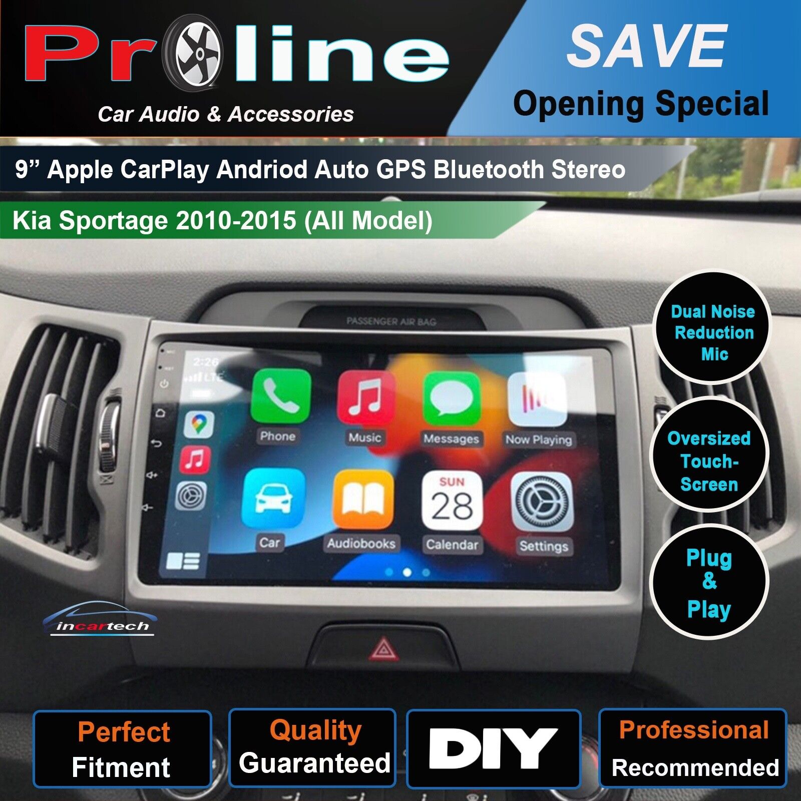 Kia Sportage 20102015 Wireless Apple CarPlay Android auto GPS Bluetoo Incartech